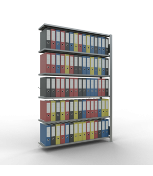 Büroregal Steckregal Anbauregal 2000x1300x300 mm, 6 Fachböden, 85 kg Fachlast, Kreuzstrebe, verzinkt, ohne Anschlagleiste