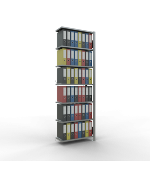 Büroregal Steckregal Anbauregal 2300x750x300 mm, 7 Fachböden, 85 kg Fachlast, Kreuzstrebe, verzinkt, ohne Anschlagleiste