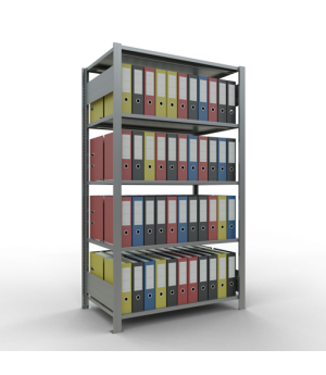 Büroregal Steckregal Grundregal , 1800x1000x600 mm, 5 Fachböden, 150 kg Fachlast, Längenriegel, verzinkt, mit Mittelanschlag