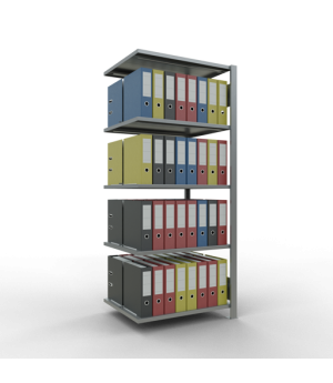 Büroregal Steckregal Anbauregal , 1800x750x600 mm, 5 Fachböden, 150 kg Fachlast, Längenriegel, verzinkt, mit Mittelanschlag