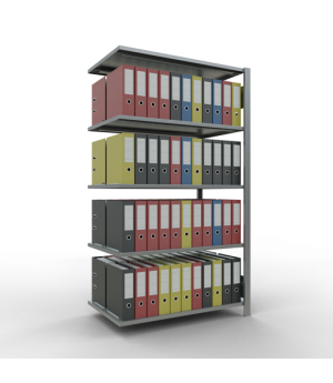 Büroregal Steckregal Anbauregal , 1800x1000x600 mm, 5 Fachböden, 150 kg Fachlast, Längenriegel, verzinkt, mit Mittelanschlag