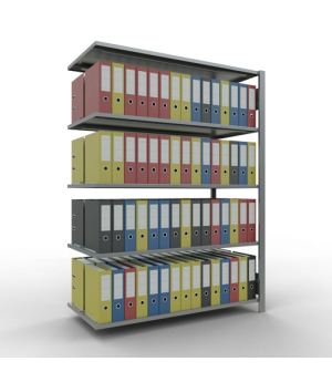 Büroregal Steckregal Anbauregal , 1800x1300x600 mm, 5 Fachböden, 150 kg Fachlast, Längenriegel, verzinkt, mit Mittelanschlag