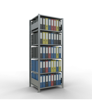 Büroregal Steckregal Grundregal , 2000x750x600 mm, 6 Fachböden, 150 kg Fachlast, Längenriegel, verzinkt, mit Mittelanschlag