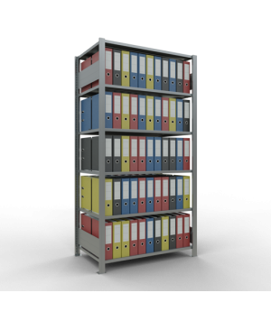 Büroregal Steckregal Grundregal , 2000x1000x600 mm, 6 Fachböden, 150 kg Fachlast, Längenriegel, verzinkt, mit Mittelanschlag