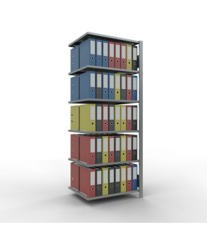 Büroregal Steckregal Anbauregal , 2000x750x600 mm, 6 Fachböden, 150 kg Fachlast, Längenriegel, verzinkt, mit Mittelanschlag