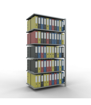 Büroregal Steckregal Anbauregal , 2000x1000x600 mm, 6 Fachböden, 150 kg Fachlast, Längenriegel, verzinkt, mit Mittelanschlag