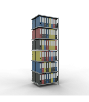 Büroregal Steckregal Anbauregal , 2300x750x600 mm, 7 Fachböden, 150 kg Fachlast, Längenriegel, verzinkt, mit Mittelanschlag