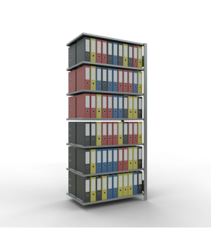 Büroregal Steckregal Anbauregal , 2300x1000x600 mm, 7 Fachböden, 150 kg Fachlast, Längenriegel, verzinkt, mit Mittelanschlag