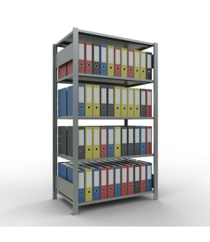 Büroregal Steckregal Grundregal , 1800x1000x600 mm, 5 Fachböden, 150 kg Fachlast, Längenriegel, verzinkt, ohne Mittelanschlag