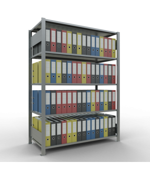 Büroregal Steckregal Grundregal , 1800x1300x600 mm, 5 Fachböden, 150 kg Fachlast, Längenriegel, verzinkt, ohne Mittelanschlag