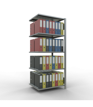 Büroregal Steckregal Anbauregal , 1800x750x600 mm, 5 Fachböden, 150 kg Fachlast, Längenriegel, verzinkt, ohne Mittelanschlag