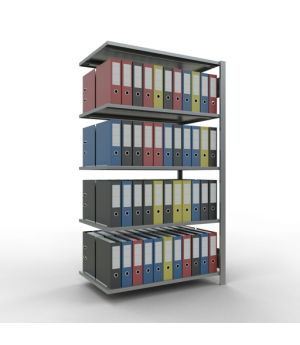 Büroregal Steckregal Anbauregal , 1800x1000x600 mm, 5 Fachböden, 150 kg Fachlast, Längenriegel, verzinkt, ohne Mittelanschlag