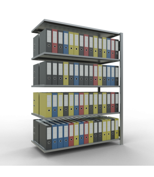 Büroregal Steckregal Anbauregal , 1800x1300x600 mm, 5 Fachböden, 150 kg Fachlast, Längenriegel, verzinkt, ohne Mittelanschlag