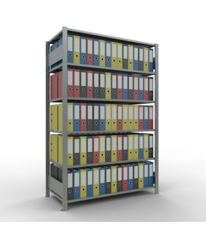 Büroregal Steckregal Grundregal , 2000x1000x600 mm, 6 Fachböden, 150 kg Fachlast, Längenriegel, verzinkt, ohne Mittelanschlag