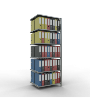 Büroregal Steckregal Anbauregal , 2000x750x600 mm, 6 Fachböden, 150 kg Fachlast, Längenriegel, verzinkt, ohne Mittelanschlag