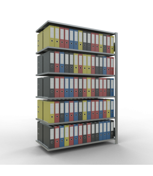 Büroregal Steckregal Anbauregal , 2000x1300x600 mm, 6 Fachböden, 150 kg Fachlast, Längenriegel, verzinkt, ohne Mittelanschlag