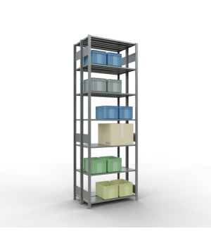 Schwerlastregal Doppel-Grundregal 3000x1000x(2x300) mm, 2x7 Fachböden, 150 kg Fachlast, Längenriegel, verzinkt
