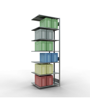 Schwerlastregal Doppel-Anbauregal 3000x1000x(2x400) mm, 2x7 Fachböden, 150 kg Fachlast, Längenriegel, verzinkt