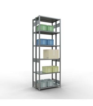 Schwerlastregal Doppel-Grundregal 3000x1000x(2x300) mm, 2x7 Fachböden, 250 kg Fachlast, Längenriegel, verzinkt