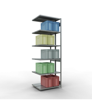 Schwerlastregal Doppel-Anbauregal 3000x1000x(2x400) mm, 2x7 Fachböden, 250 kg Fachlast, Längenriegel, verzinkt