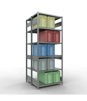Schwerlastregal Doppel-Grundregal 2500x1000x(2x500) mm, 2x6 Fachböden, 250 kg Fachlast, Längenriegel, verzinkt