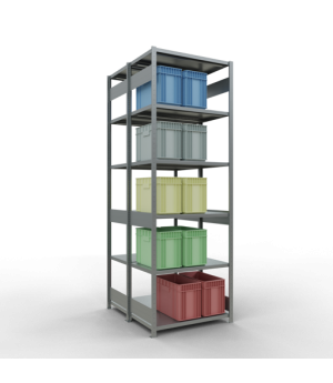 Schwerlastregal Doppel-Grundregal 3000x1000x(2x600) mm, 2x7 Fachböden, 250 kg Fachlast, Längenriegel, verzinkt