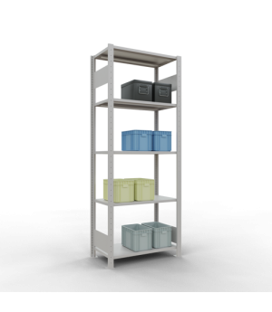 Schwerlastregal Grundregal 2000x750x400 mm, 5 Fachböden, 150 kg Fachlast, Längenriegel, RAL 7035 lichtgrau