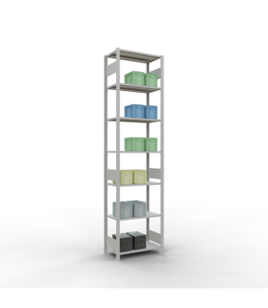 Schwerlastregal Grundregal 3000x750x400 mm, 7 Fachböden, 150 kg Fachlast, Längenriegel, RAL 7035 lichtgrau