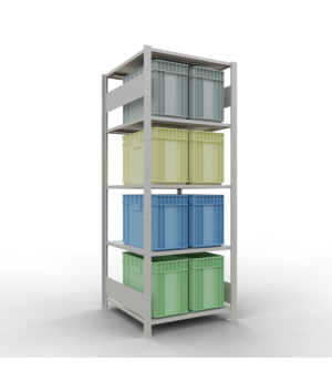 Schwerlastregal Grundregal 2000x750x800 mm, 5 Fachböden, 150 kg Fachlast, Längenriegel, RAL 7035 lichtgrau