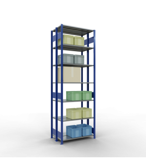 Schwerlastregal Doppel-Grundregal 3000x1000x2x300 mm 2x7 Böden, 150 kg Fachlast, RAL 5010 enzianblau/verzinkt