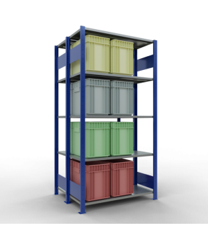 Schwerlastregal Doppel-Grundregal 2000x1000x2x400 mm 2x5 Böden, 150 kg Fachlast, RAL 5010 enzianblau/verzinkt