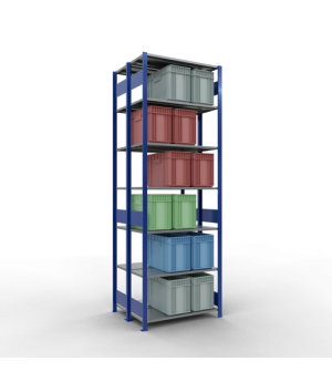 Schwerlastregal Doppel-Grundregal 3000x1000x2x400 mm 2x7 Böden, 150 kg Fachlast, RAL 5010 enzianblau/verzinkt