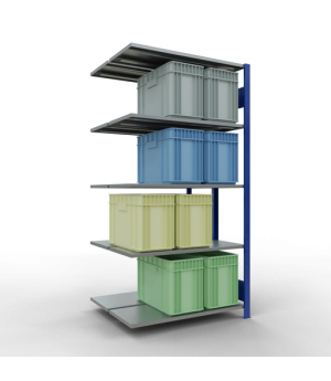 Schwerlastregal Doppel-Anbauregal 2000x1000x2x400 mm 2x5 Böden, 150 kg Fachlast, RAL 5010 enzianblau/verzinkt