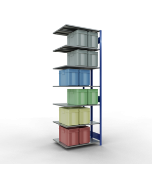 Schwerlastregal Doppel-Anbauregal 3000x1000x2x400 mm 2x7 Böden, 150 kg Fachlast, RAL 5010 enzianblau/verzinkt