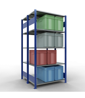 Schwerlastregal Doppel-Grundregal 2000x1000x2x500 mm 2x5 Böden, 150 kg Fachlast, RAL 5010 enzianblau/verzinkt