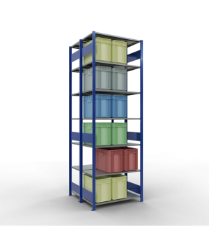 Schwerlastregal Doppel-Grundregal 3000x1000x2x500 mm 2x7 Böden, 150 kg Fachlast, RAL 5010 enzianblau/verzinkt