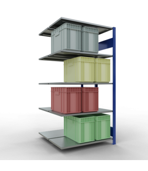 Schwerlastregal Doppel-Anbauregal 2000x1000x2x500 mm 2x5 Böden, 150 kg Fachlast, RAL 5010 enzianblau/verzinkt