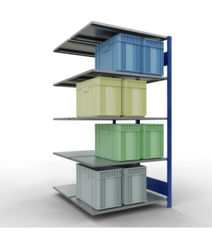 Schwerlastregal Doppel-Anbauregal 2000x1000x2x600 mm 2x5 Böden, 150 kg Fachlast, RAL 5010 enzianblau/verzinkt