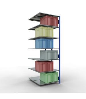 Schwerlastregal Doppel-Anbauregal 3000x1000x2x600 mm 2x7 Böden, 150 kg Fachlast, RAL 5010 enzianblau/verzinkt