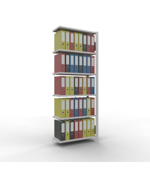 Büroregal Steckregal Anbauregal 2000x750x300 mm, 6 Fachböden, 85 kg Fachlast, Kreuzstrebe, RAL 7035 lichtgrau, ohne Anschlagleiste