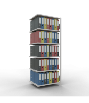 Büroregal Steckregal Anbauregal 2000x750x600 mm, 6 Fachböden, 150 kg Fachlast, Längenriegel, RAL 7035 lichtgrau, mit Mittelanschlag