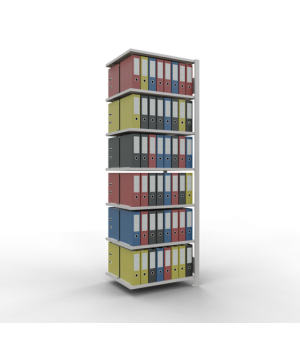 Büroregal Steckregal Anbauregal 2300x750x600 mm, 7 Fachböden, 150 kg Fachlast, Längenriegel, RAL 7035 lichtgrau, mit Mittelanschlag