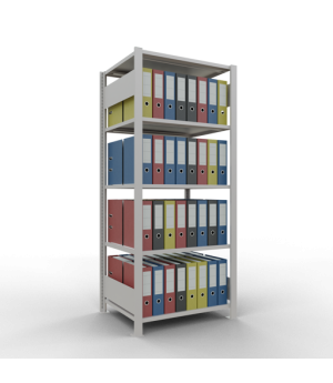 Büroregal Steckregal Grundregal 1800x750x600 mm, 5 Fachböden, 150 kg Fachlast, Längenriegel, RAL 7035 lichtgrau, ohne Mittelanschlag