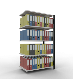 Büroregal Steckregal Anbauregal 1800x1000x600 mm, 5 Fachböden, 150 kg Fachlast, Längenriegel, schwarz/RAL 7035 lichtgrau, ohne Mittelanschlag