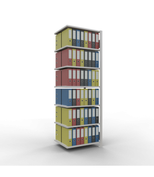 Büroregal Steckregal Anbauregal 2300x750x600 mm, 7 Fachböden, 150 kg Fachlast, Längenriegel, RAL 7035 lichtgrau, ohne Mittelanschlag