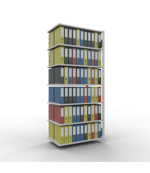 Büroregal Steckregal Anbauregal 2300x1000x600 mm, 7 Fachböden, 150 kg Fachlast, Längenriegel, RAL 7035 lichtgrau, ohne Mittelanschlag