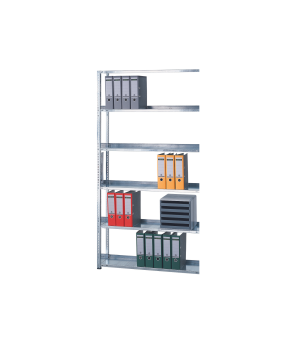 Büroregal Schraubregal Anbauregal 1800x750x300 mm, 5 Fachböden, 85 kg Fachlast, verzinkt, ohne Anschlagleiste