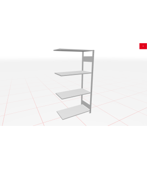 Schwerlastregal Anbauregal 1800x750x300, 4 Ebenen, 150 kg Fachlast, Kreuzstrebe, RAL 7035 lichtgrau
