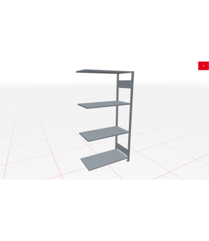 Schwerlastregal Anbauregal 1800x750x300, 4 Ebenen, 150 kg Fachlast, Kreuzstrebe, verzinkt
