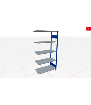 Schwerlastregal Anbauregal 1800x750x300, 5 Ebenen, 150 kg Fachlast, Kreuzstrebe, RAL 5010 enzianblau/verzinkt